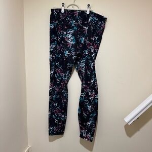 Women’s Avia Brand Plus Size Blue Pink Floral Print Gym Yoga Leggings Size 2X